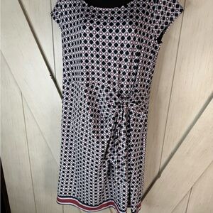 Talbots Black and White Geometric Midi Dress
